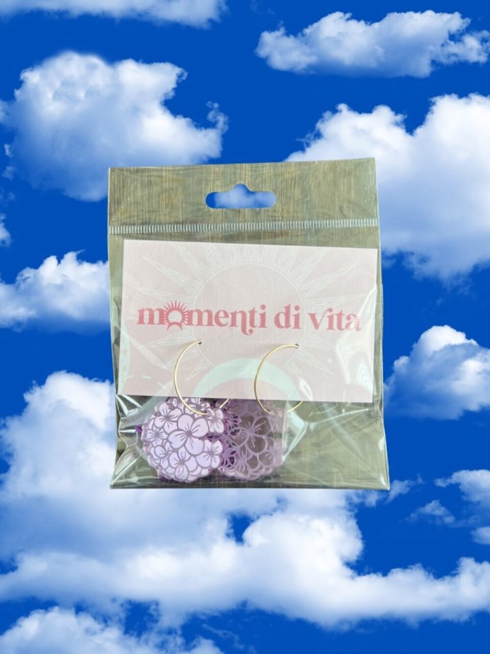 momenti di vita Purple Floral Hoop Earrings